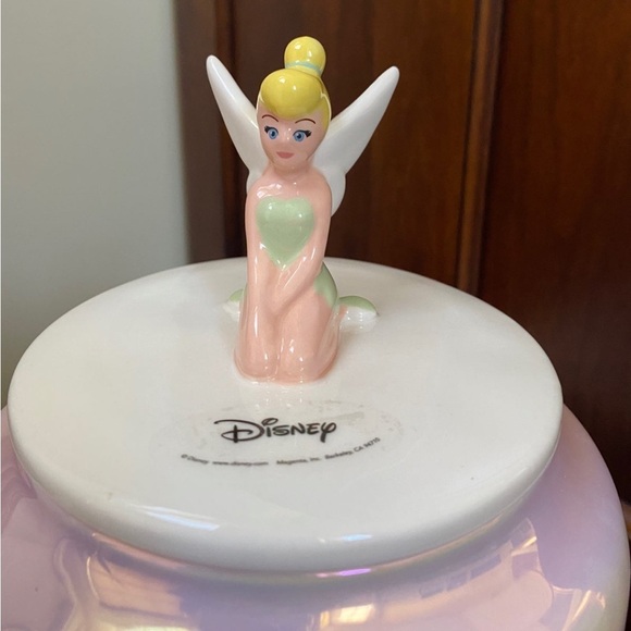New Rae Dunn Disney Tinkerbell Cookie Jar Pink Iridescent Color- Ceramic Jar - Picture 3 of 9